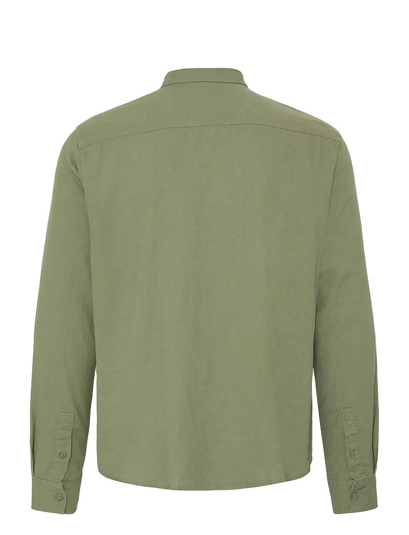 Blend - BHBOBBY LINEN L/S - hørskjorter - oil green - 2
