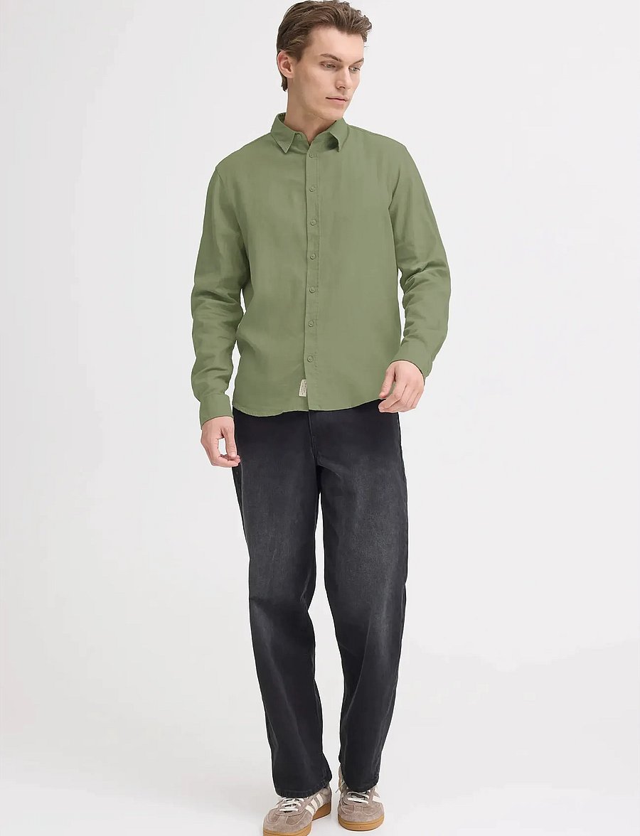 Blend - BHBOBBY LINEN L/S - linased särgid - oil green - 0