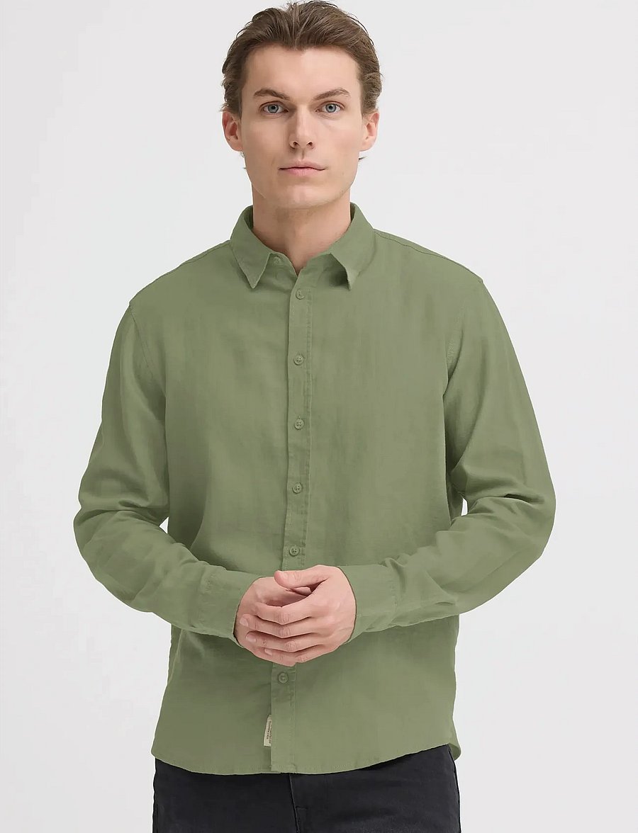 Blend - BHBOBBY LINEN L/S - linased särgid - oil green - 5