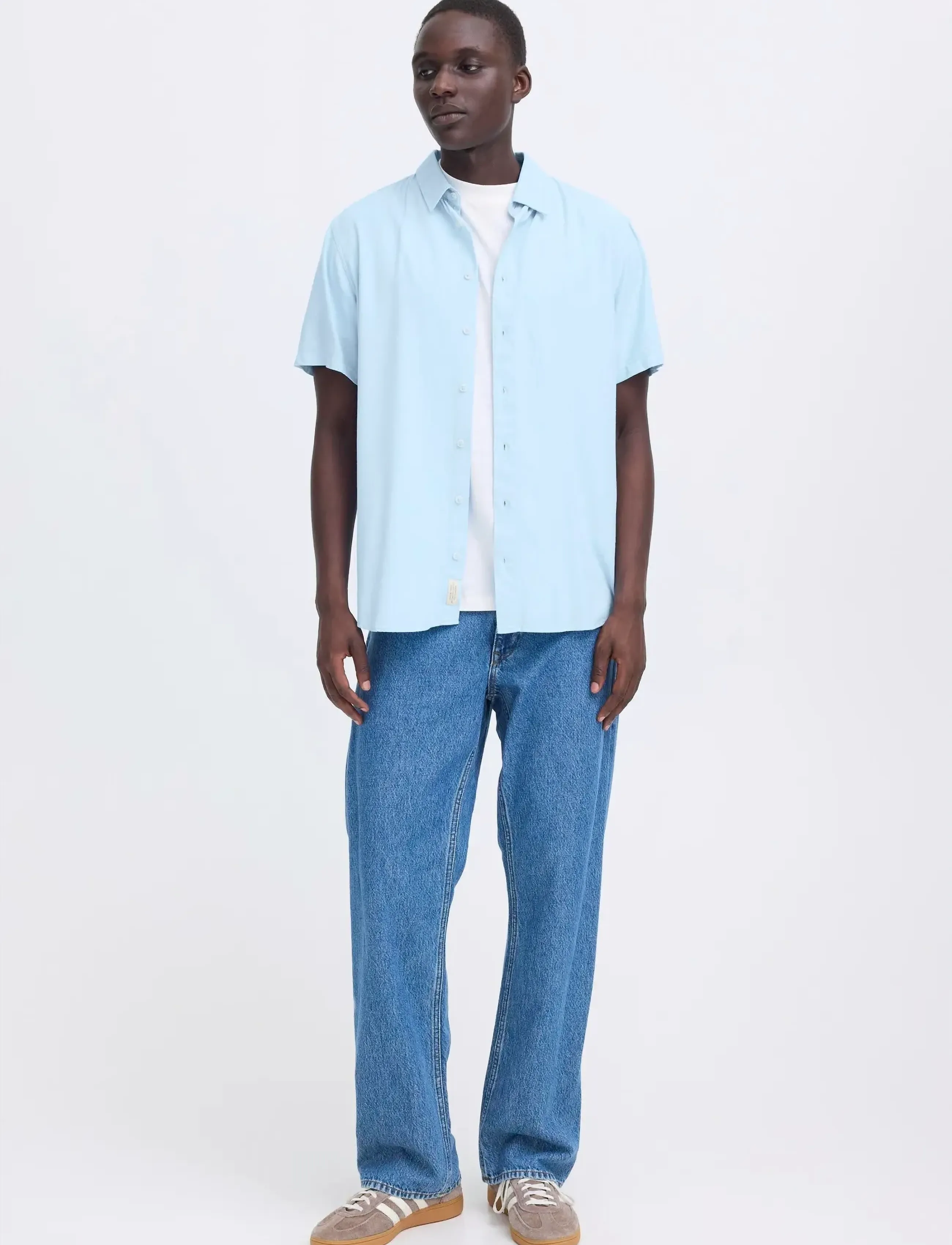 Blend BHBOBBY LINEN S/S - Kurzarmhemden - AIRY BLUE / blue