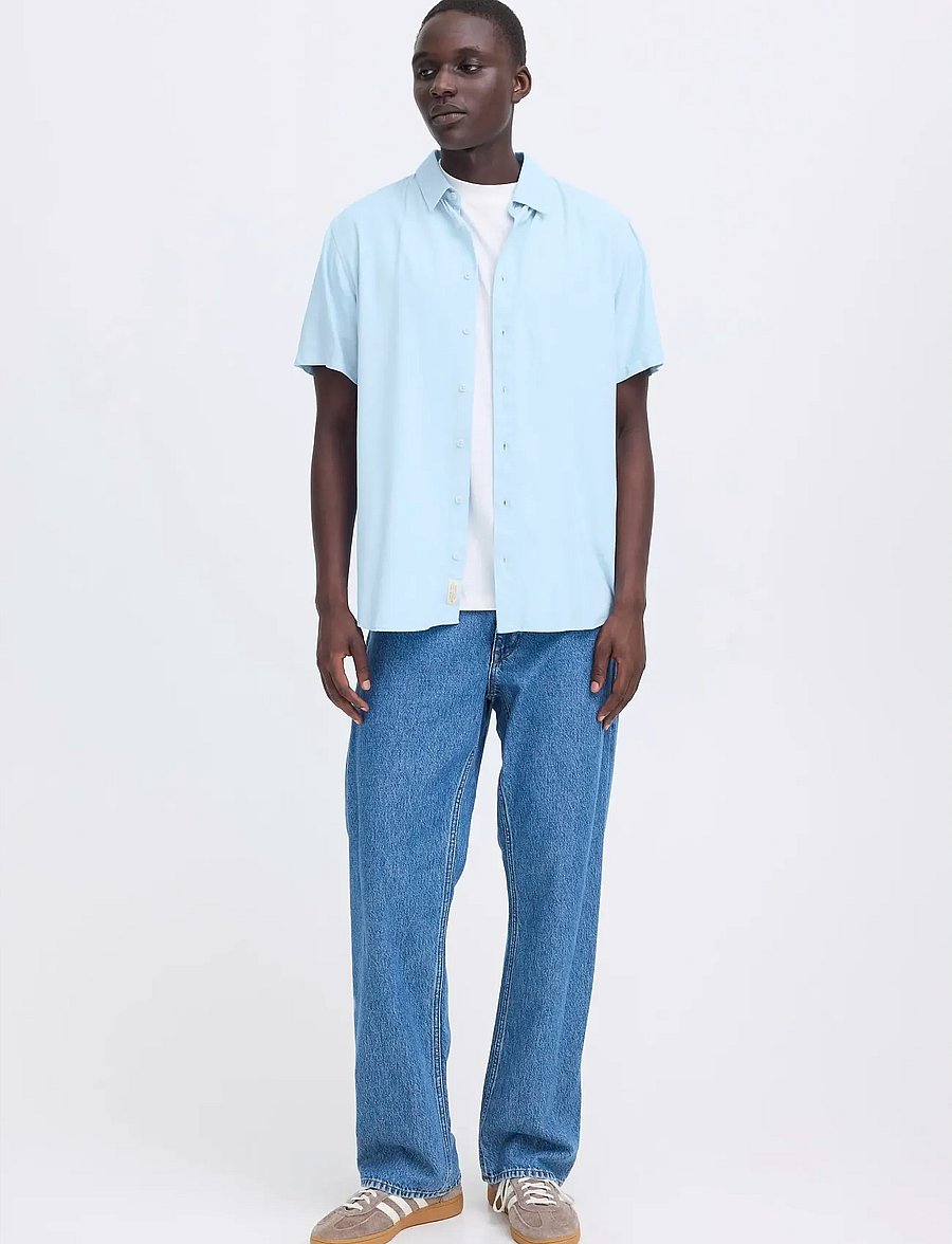 Blend - BHBOBBY LINEN S/S - leinenhemden - airy blue - 0
