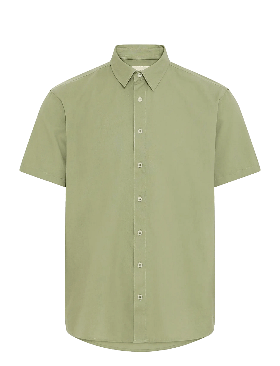 Blend - BHBOBBY LINEN S/S - linen shirts - oil green - 1
