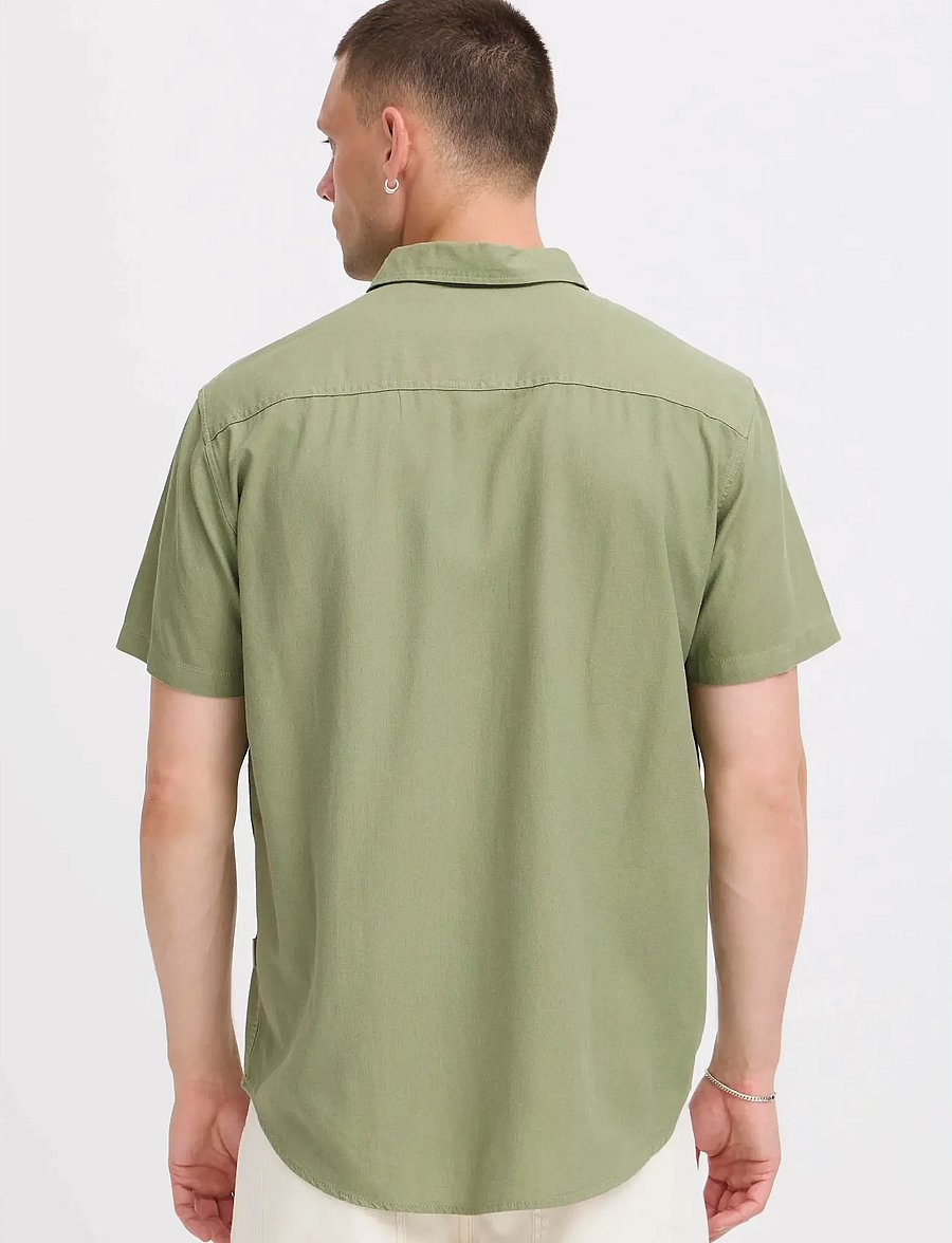 Blend - BHBOBBY LINEN S/S - linen shirts - oil green - 3
