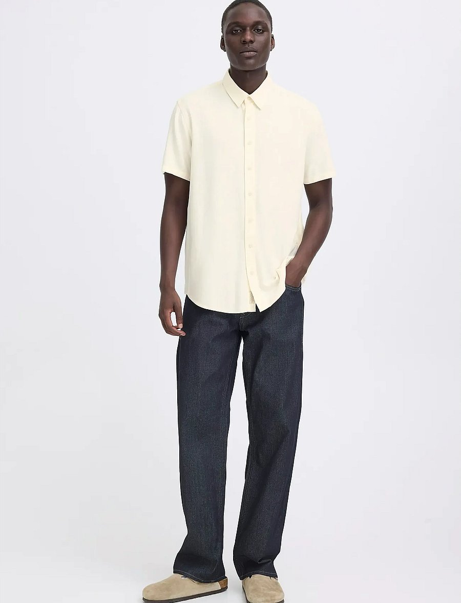 Blend - BHBOBBY LINEN S/S - hørskjorter - snow white - 0