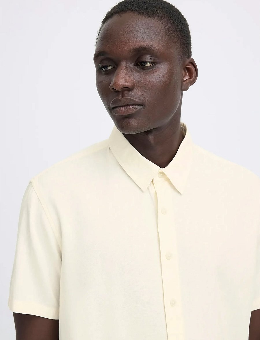 Blend - BHBOBBY LINEN S/S - hørskjorter - snow white - 4