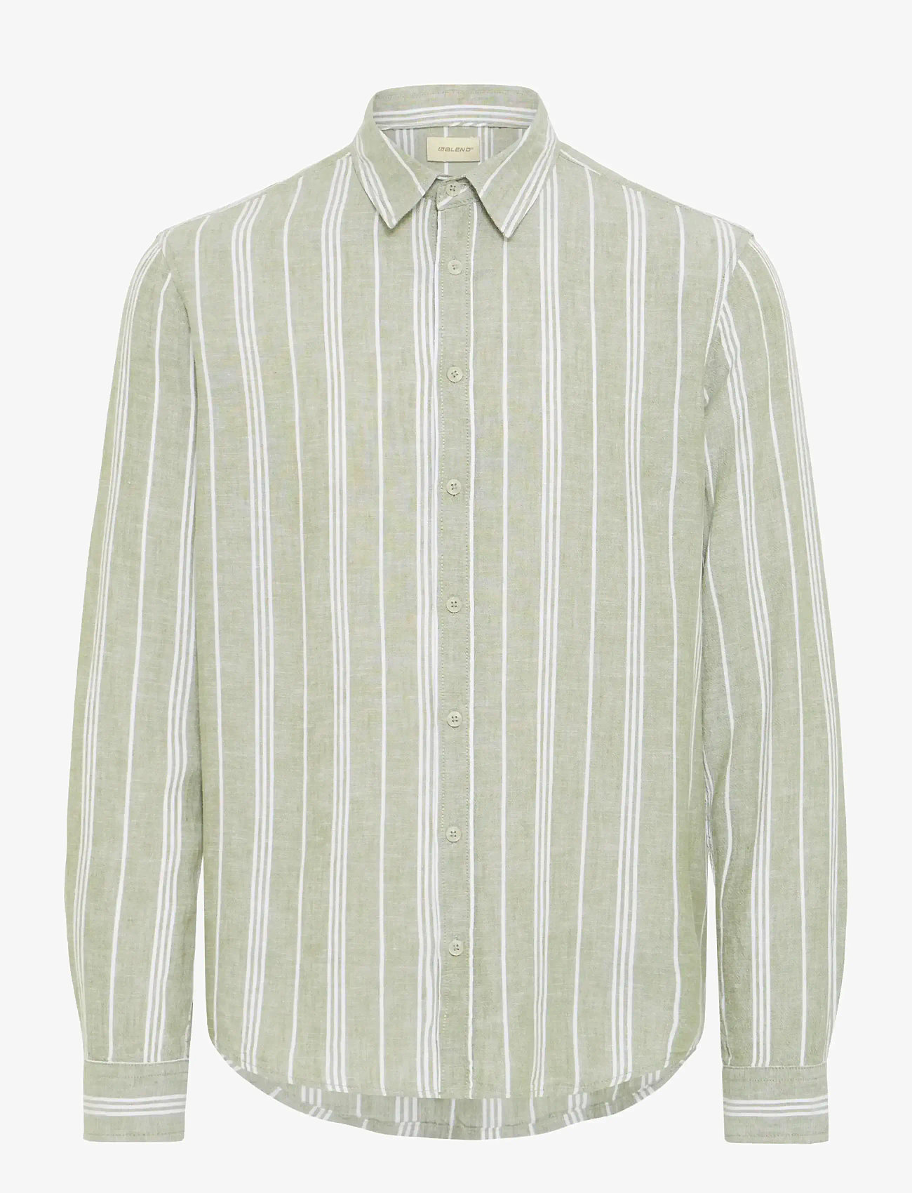 Blend - BHBOBBY LINEN STRIPE - randiga skjortor - oil green - 1