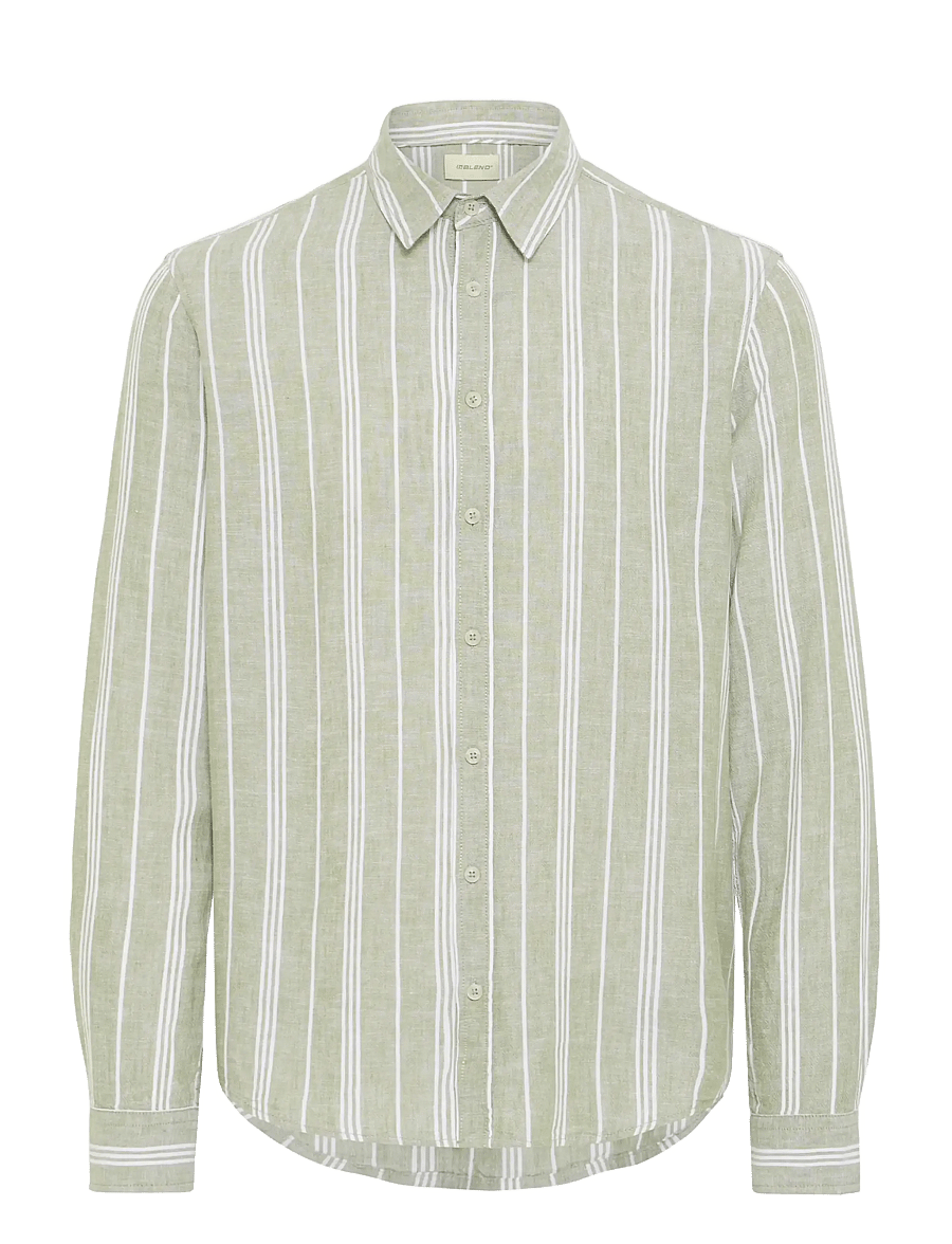 Blend - BHBOBBY LINEN STRIPE - gestreifte hemden - oil green - 1