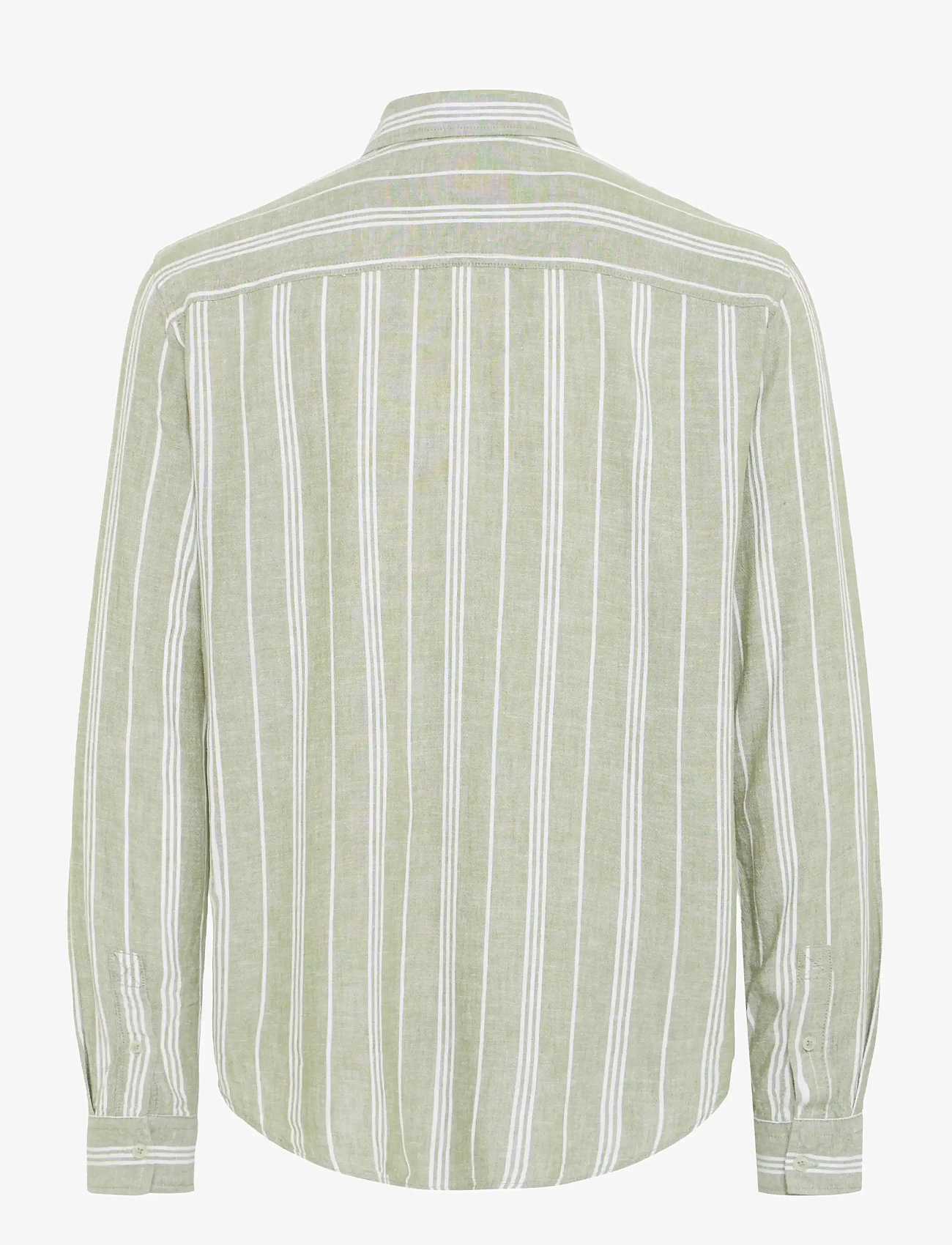Blend - BHBOBBY LINEN STRIPE - randiga skjortor - oil green - 2