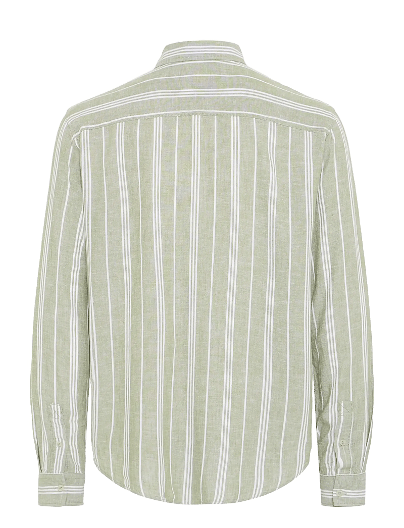 Blend - BHBOBBY LINEN STRIPE - randiga skjortor - oil green - 2