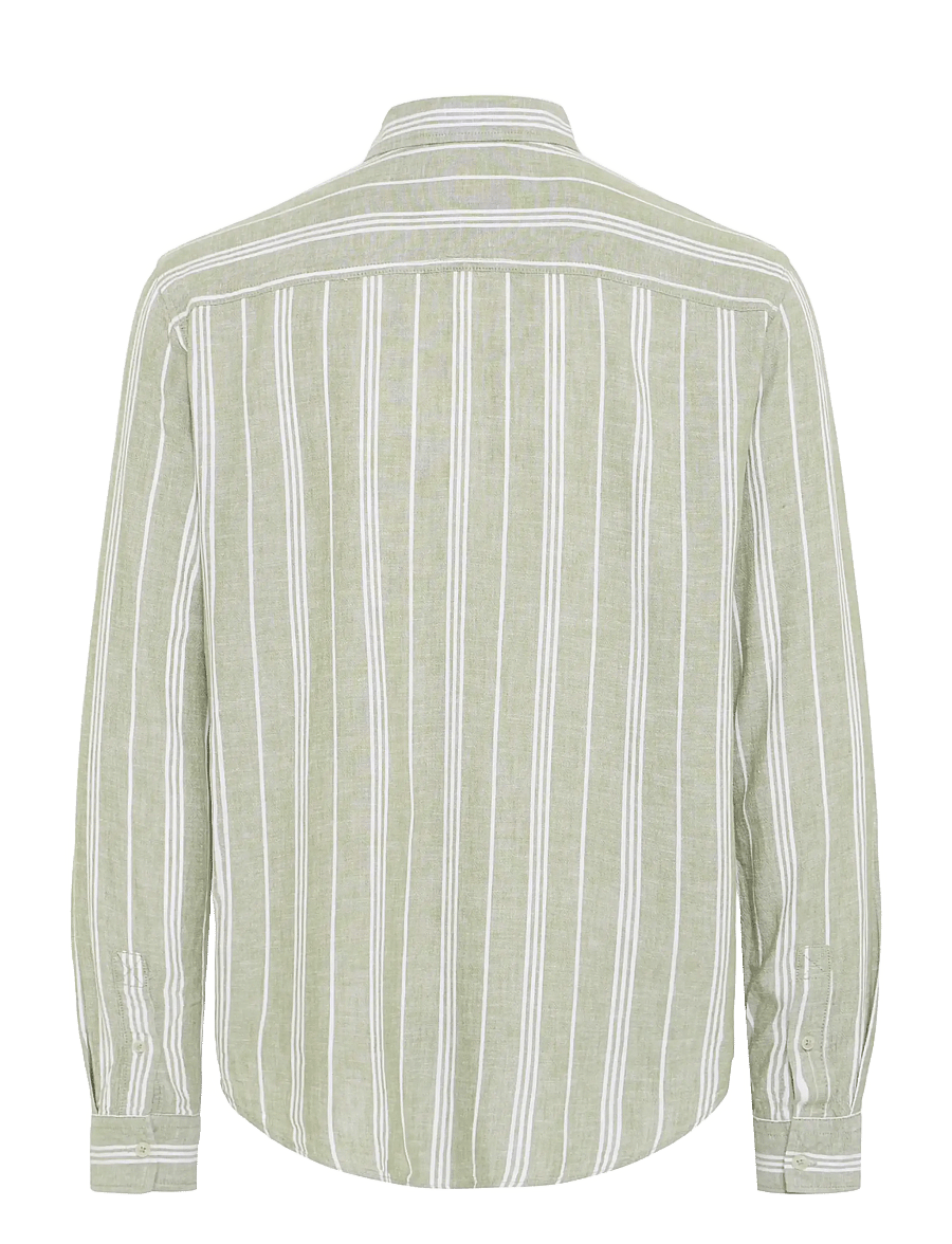 Blend - BHBOBBY LINEN STRIPE - gestreifte hemden - oil green - 2