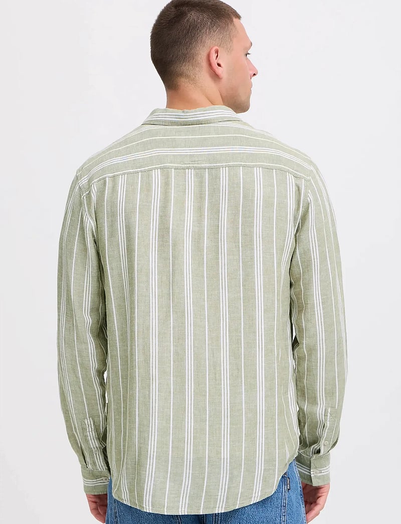 Blend - BHBOBBY LINEN STRIPE - randiga skjortor - oil green - 3