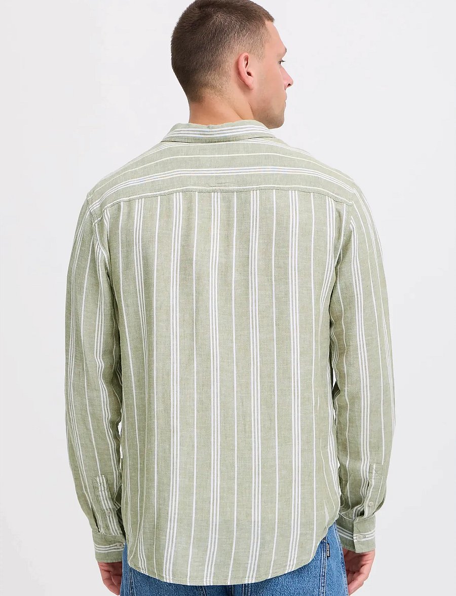 Blend - BHBOBBY LINEN STRIPE - gestreifte hemden - oil green - 3