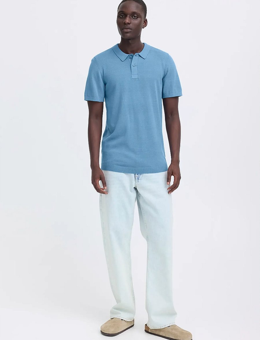 Blend - BHBRAY KNIT POLO - kurzärmelig - copen blue - 0