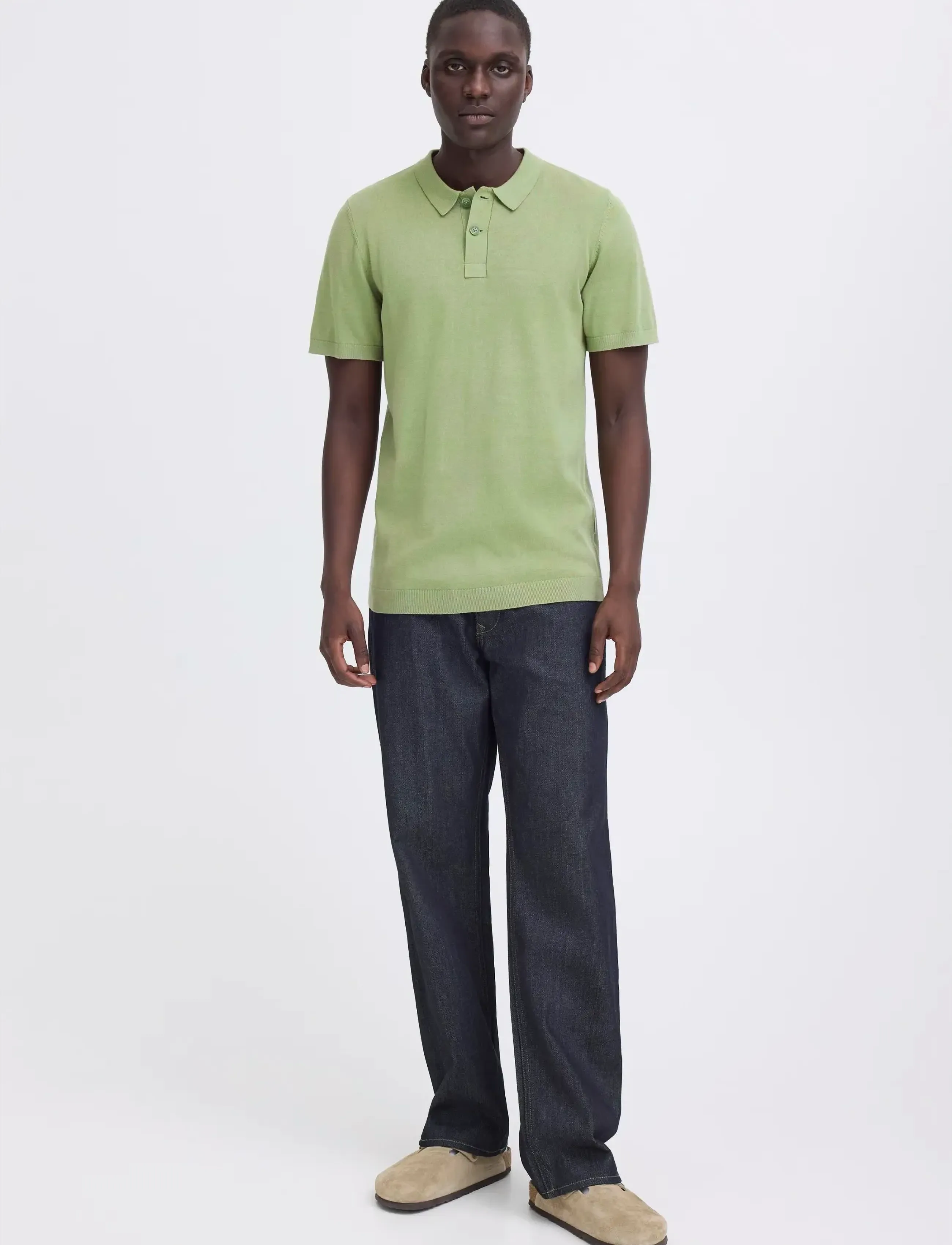 Blend Bhbray Knit Polo, M, Polos, Grün - Short-sleeved, Männerswear