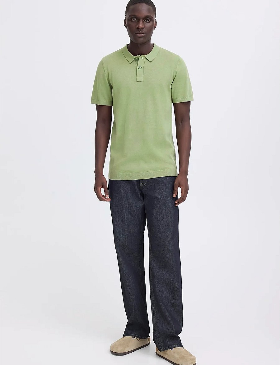 Blend - BHBRAY KNIT POLO - short-sleeved polos - oil green - 0