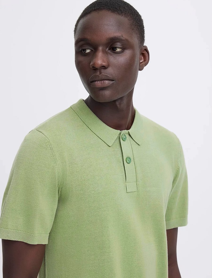 Blend - BHBRAY KNIT POLO - short-sleeved polos - oil green - 4