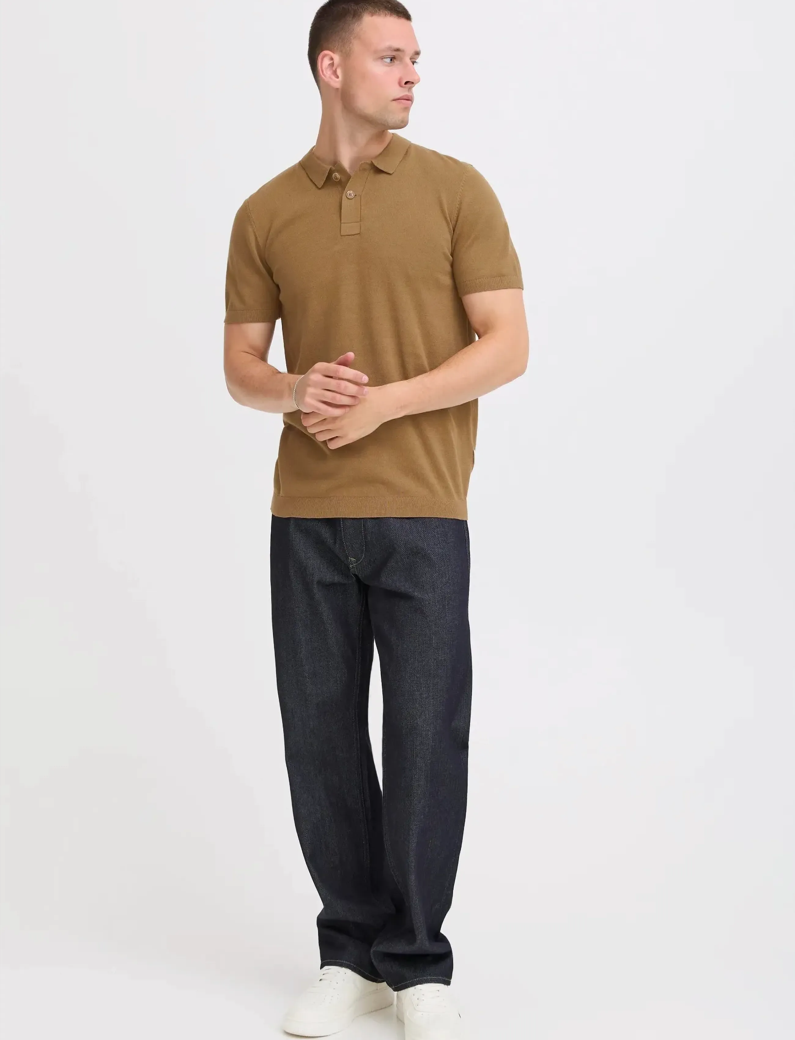 Blend Bhbray Knit Polo, XXL, Brown, Poloer > Kortærmede, Herre