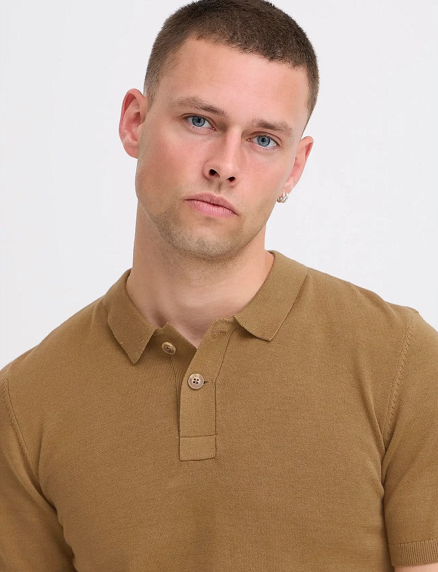Blend - BHBRAY KNIT POLO - lühikeste varrukatega polod - otter - 4