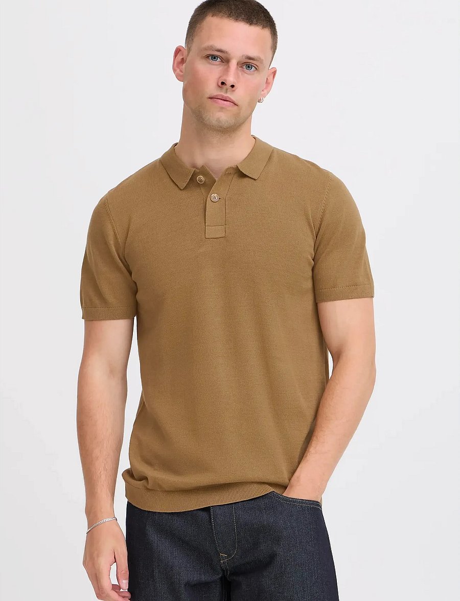 Blend - BHBRAY KNIT POLO - lühikeste varrukatega polod - otter - 5