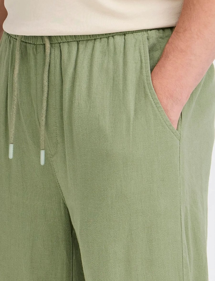 Blend - BHMALVIN LINEN EASY P - pellavahousut - oil green - 4
