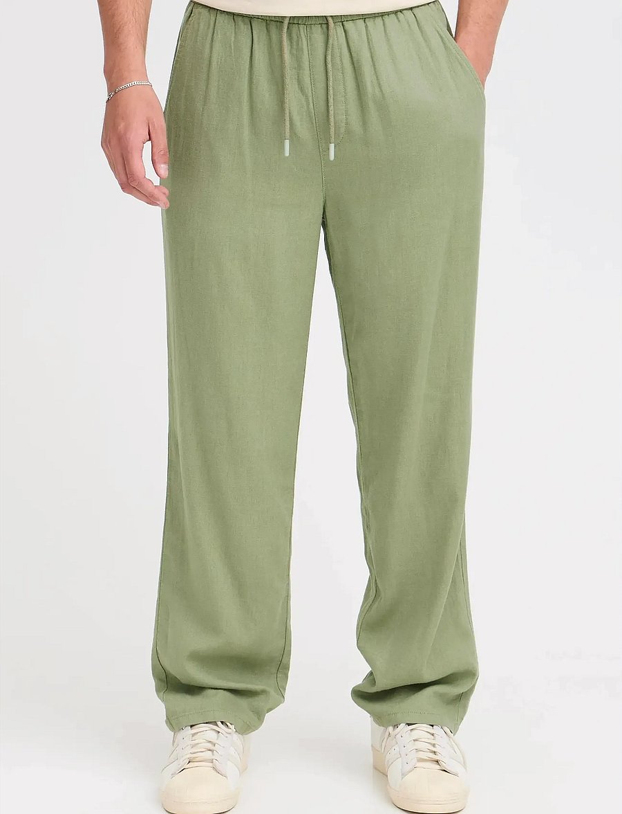 Blend - BHMALVIN LINEN EASY P - pellavahousut - oil green - 5
