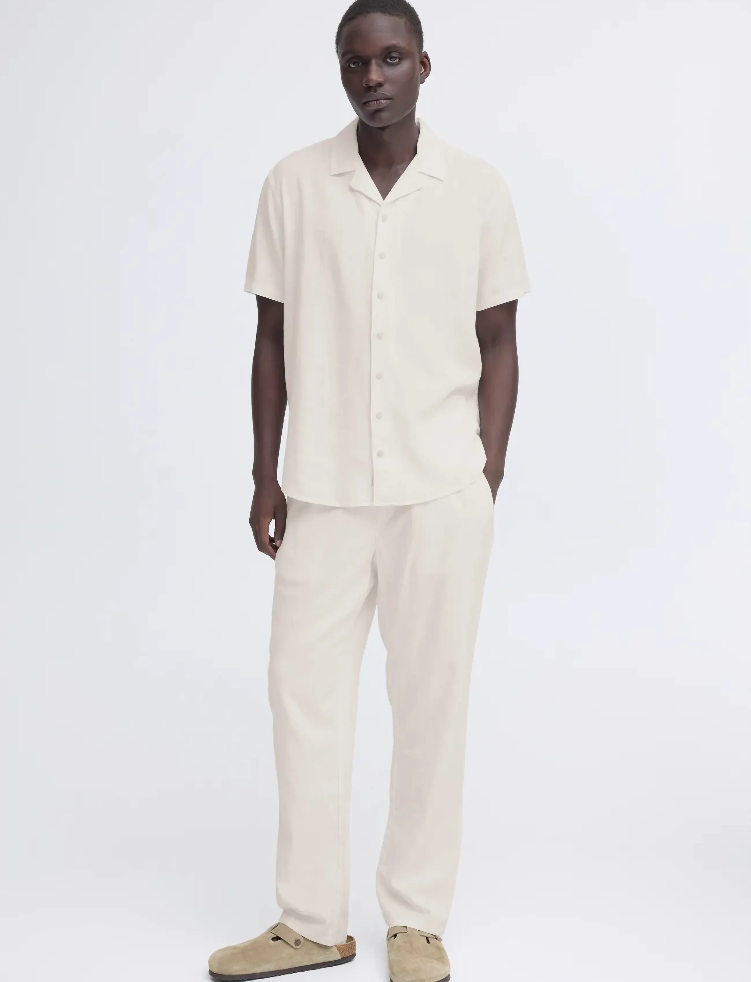 Blend BHMALVIN LINEN EASY P - Hørbukser - SNOW WHITE / white