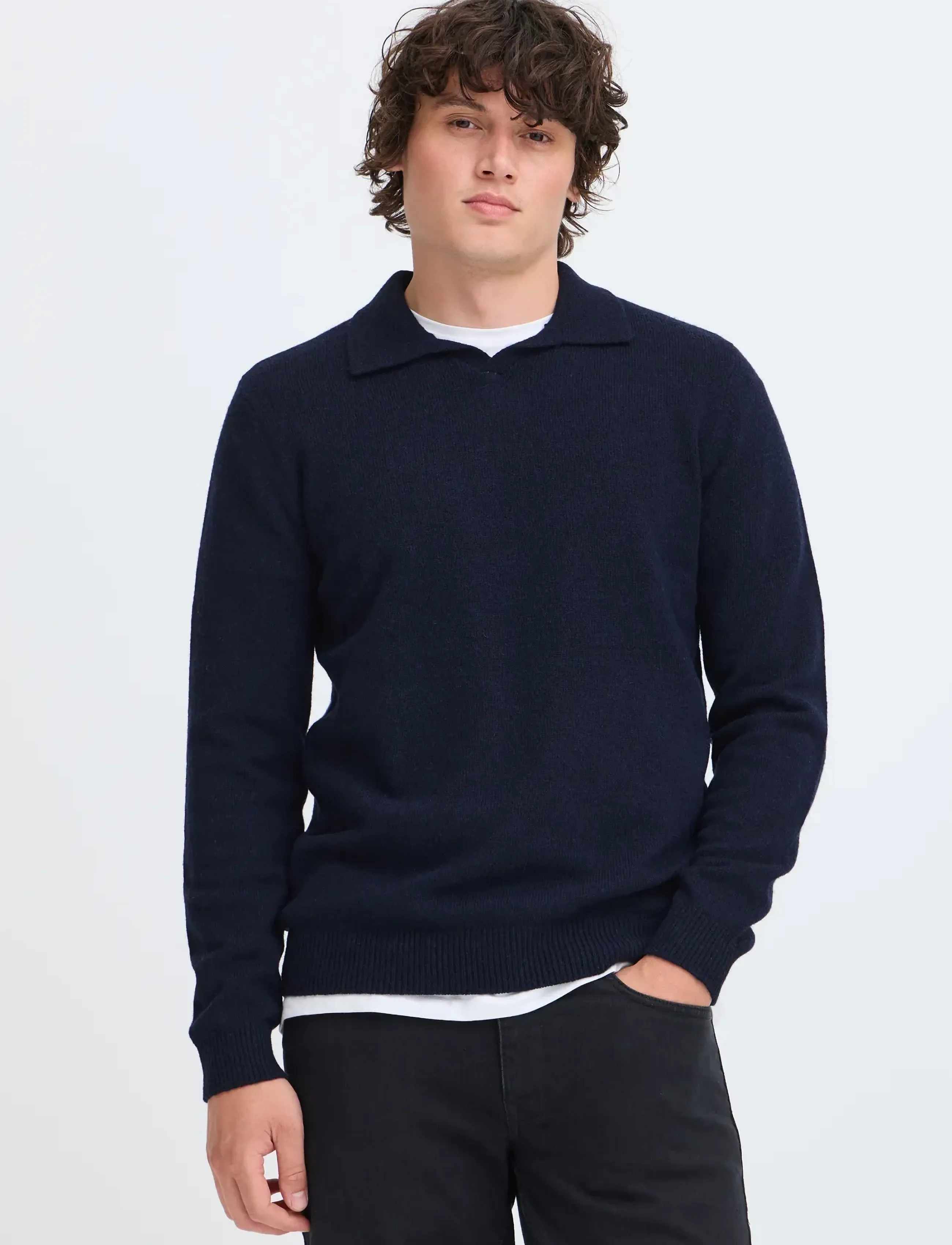 Blend - BHBRANKO POLO SPLITN NOOS - poloer i strik med lange ærmer - salute melange - 5