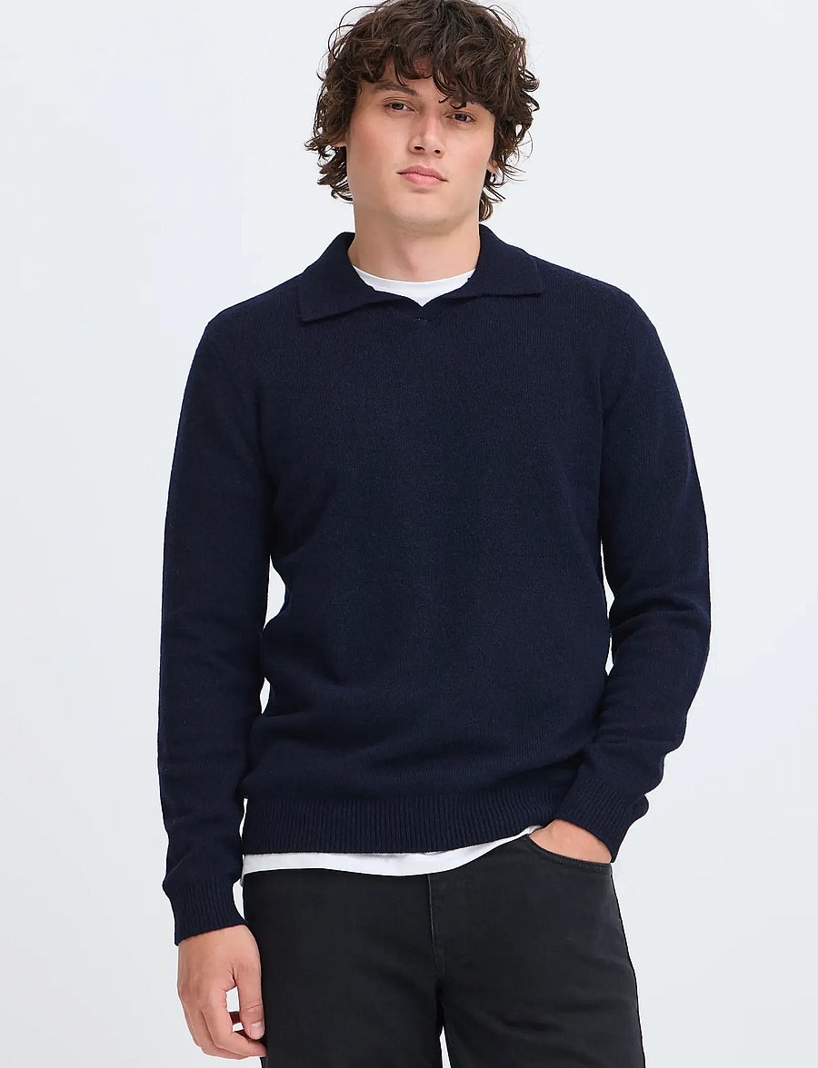 Blend - BHBRANKO POLO SPLITN NOOS - poloer i strik med lange ærmer - salute melange - 5