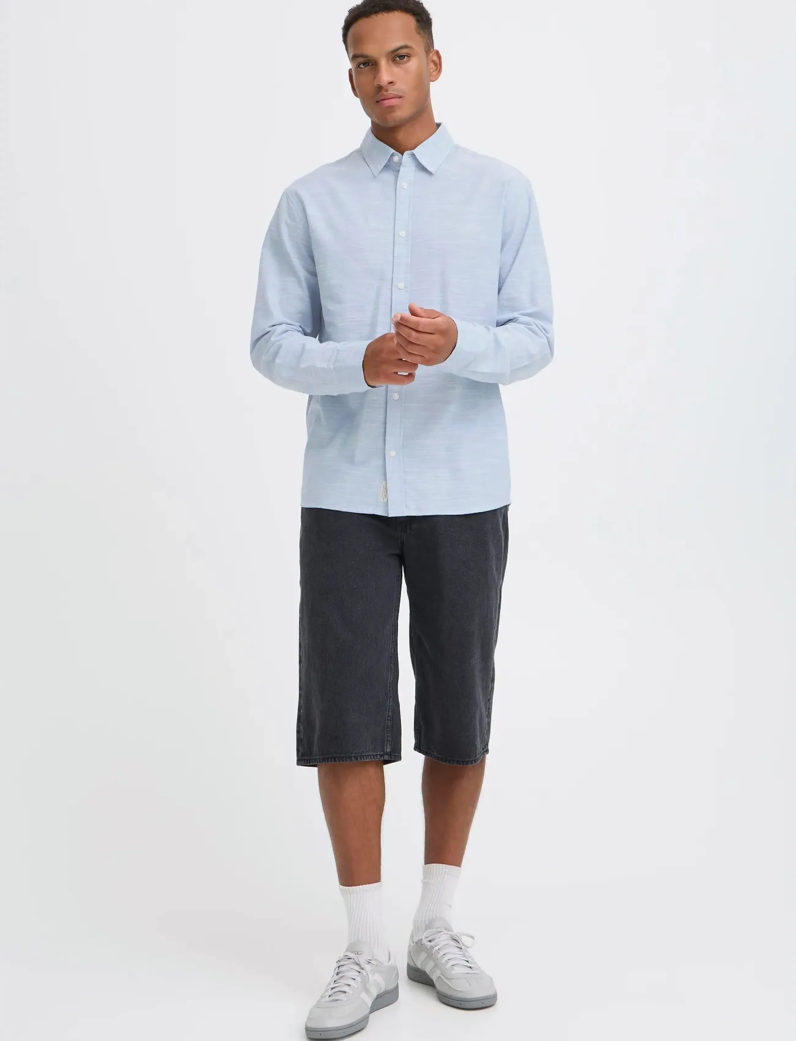 Blend BHDARIS SLUB L/S - Tøj - FADED DENIM / blue