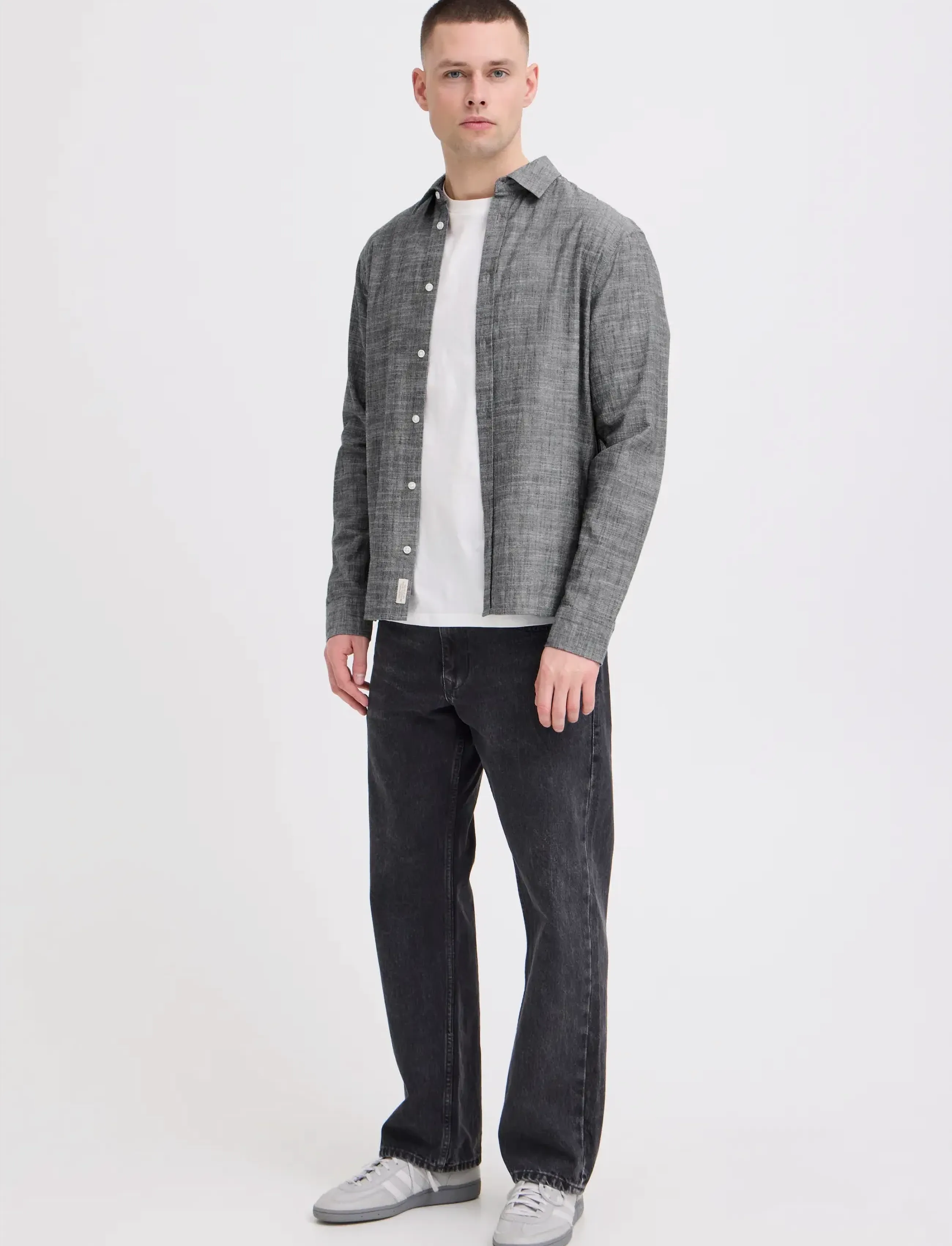 Blend BHDARIS SLUB L/S - Tøj - SALUTE / grey