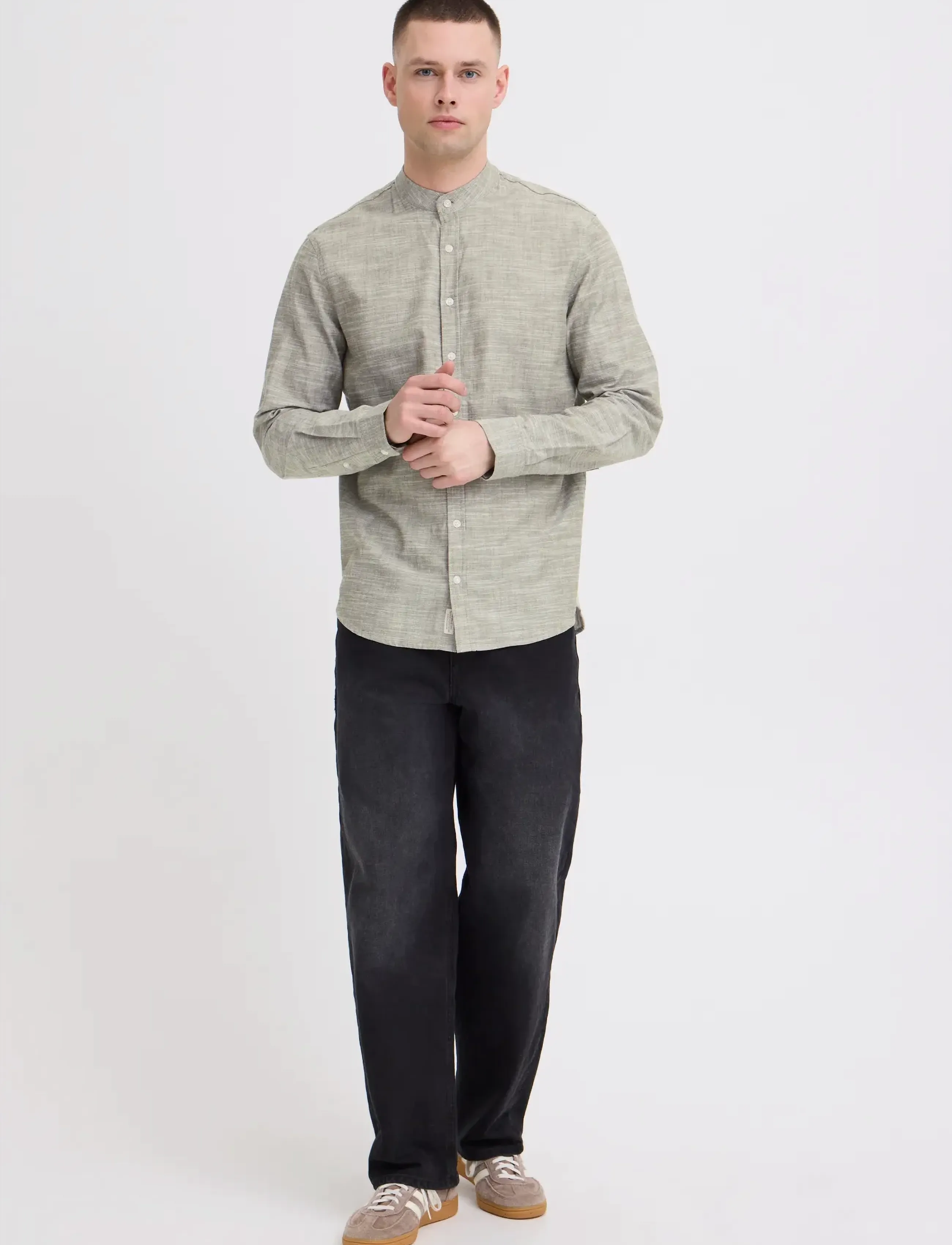 Blend BHDARIS SLUB CN COLL. - Skjorter - WINTER MOSS / grey