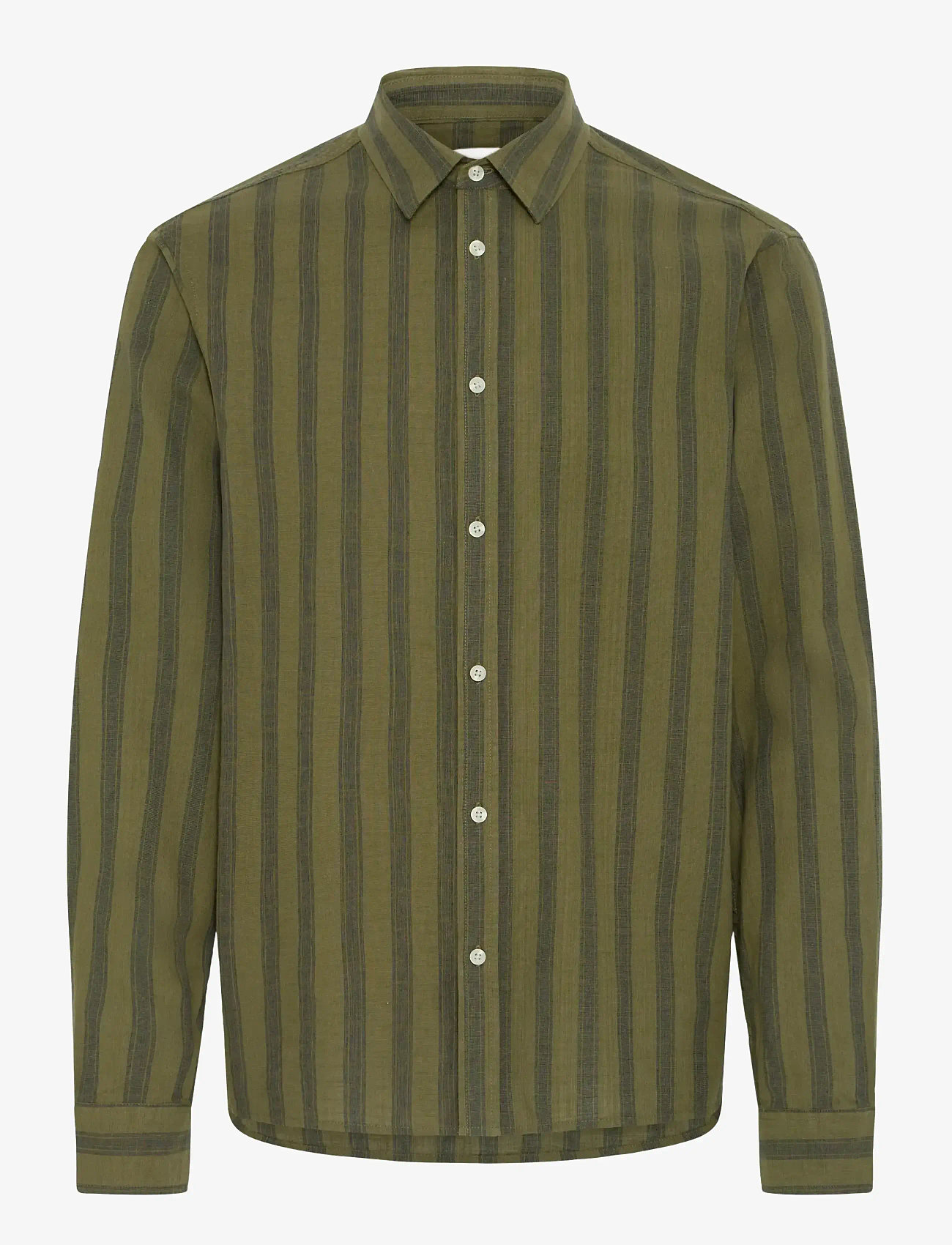 Blend - BHDARIS SLUB STRIPE - stribede skjorter - winter moss - 1