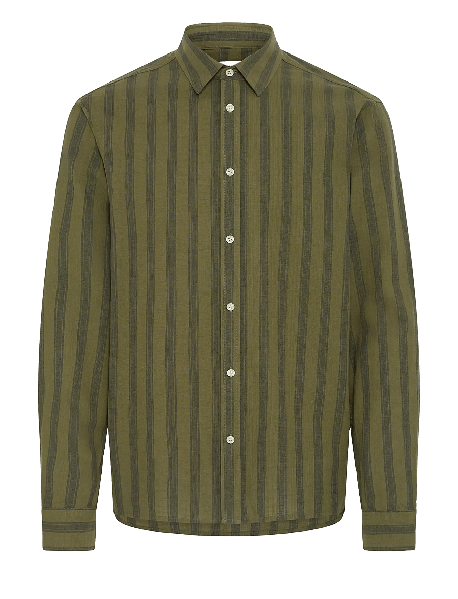 Blend - BHDARIS SLUB STRIPE - striped shirts - winter moss - 1