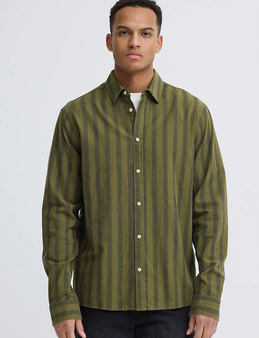 Blend - BHDARIS SLUB STRIPE - striped shirts - winter moss - 5