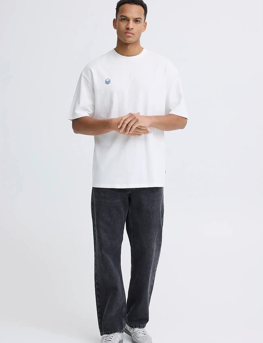 Blend - BHKELSEY BACKPRINT S/S TEE - kurzärmelige t-shirts - snow white - 0