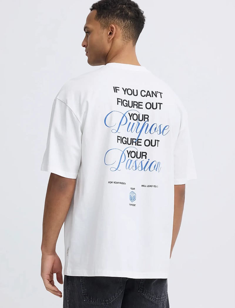 Blend - BHKELSEY BACKPRINT S/S TEE - short-sleeved t-shirts - snow white - 3