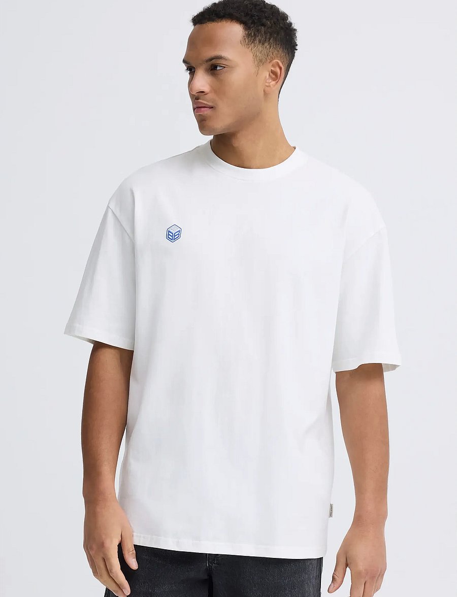 Blend - BHKELSEY BACKPRINT S/S TEE - kurzärmelige t-shirts - snow white - 5