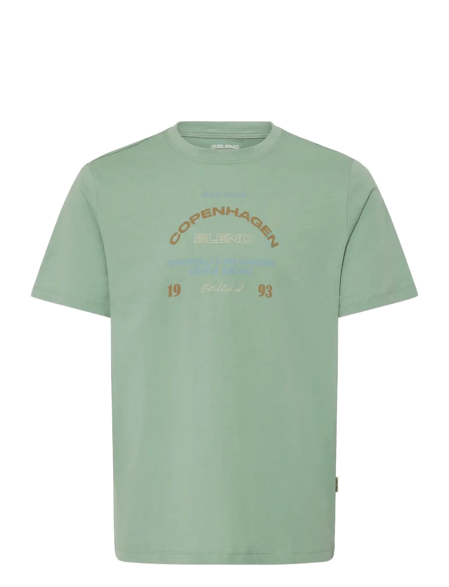 Blend - BHKORNELI LOGO S/S TEE - kortærmede t-shirts - granite green - 1
