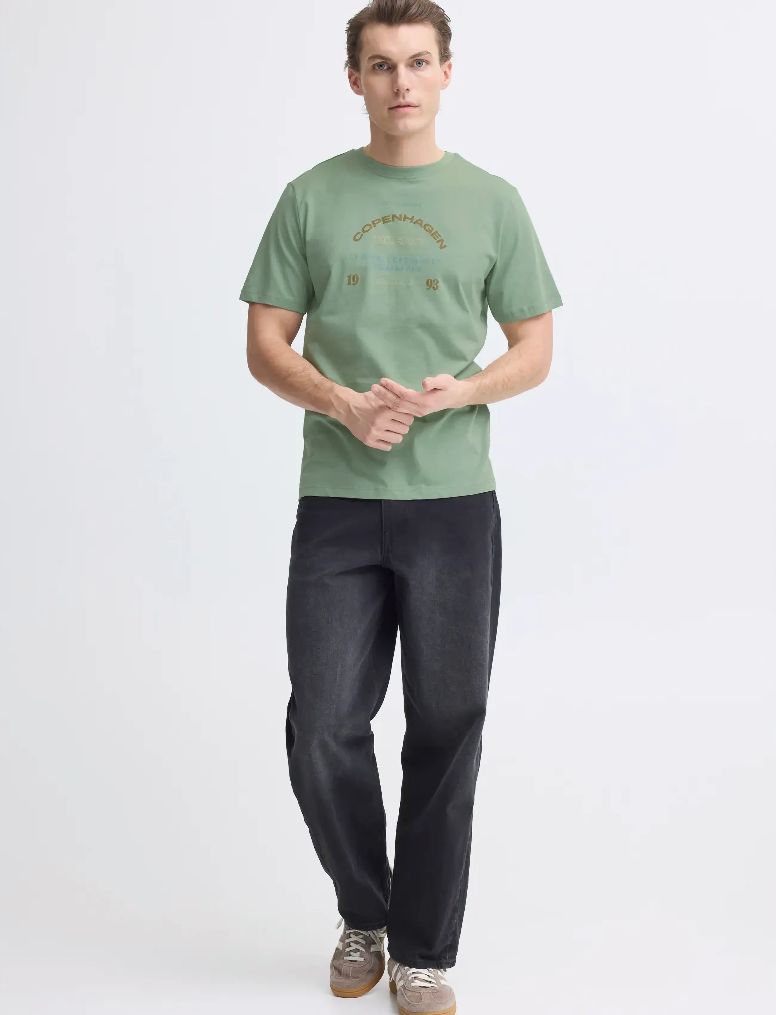 Blend BHKORNELI LOGO S/S TEE - Tøj - GRANITE GREEN / green