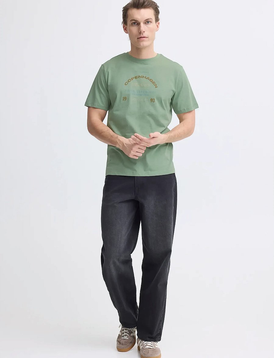 Blend - BHKORNELI LOGO S/S TEE - kortærmede t-shirts - granite green - 0