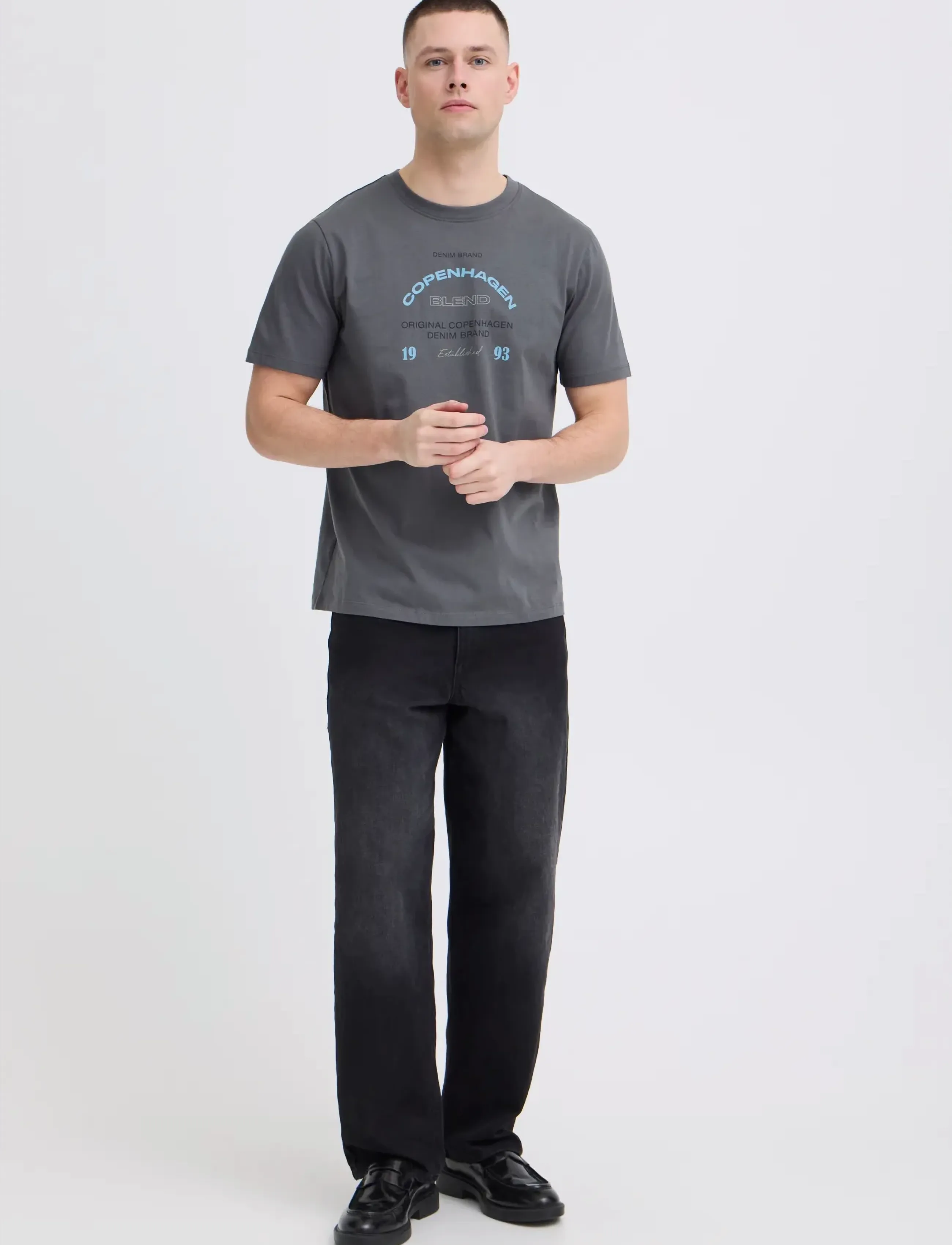 Blend BHKORNELI LOGO S/S TEE - Tøj - IRON GATE / grey