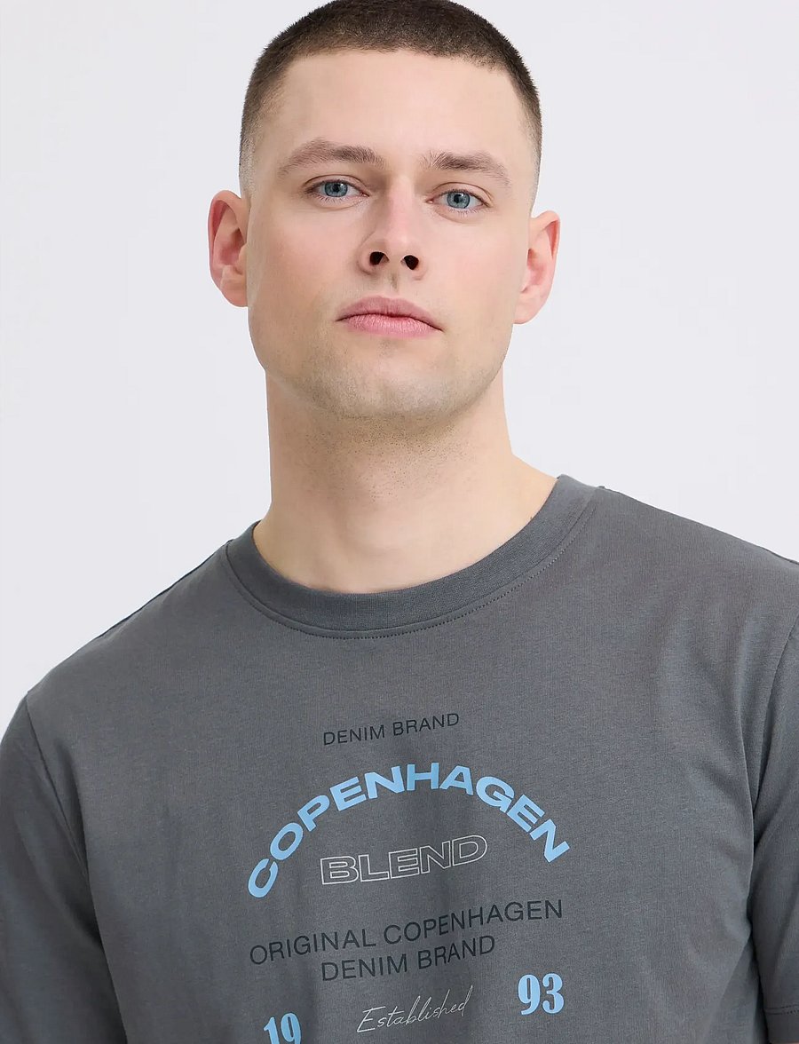 Blend - BHKORNELI LOGO S/S TEE - kortærmede t-shirts - iron gate - 4