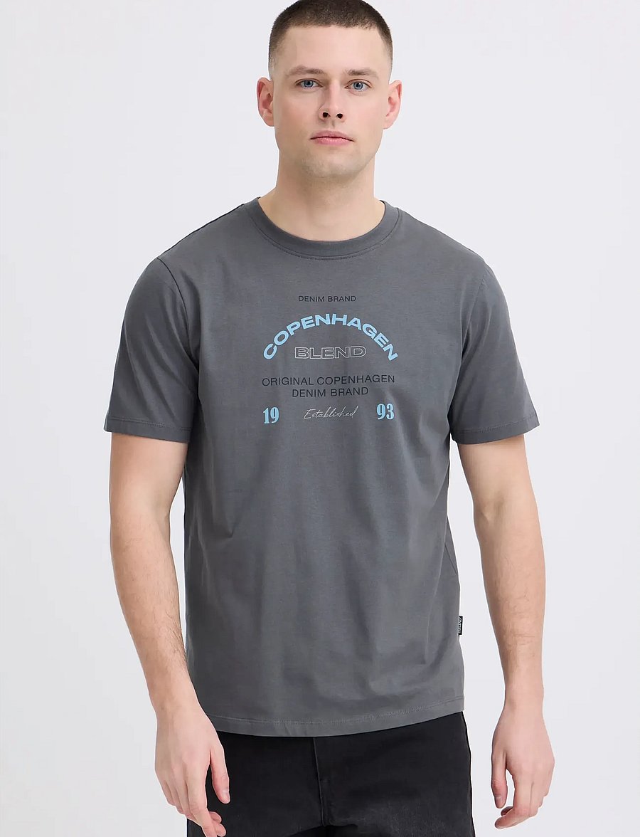 Blend - BHKORNELI LOGO S/S TEE - kortærmede t-shirts - iron gate - 5