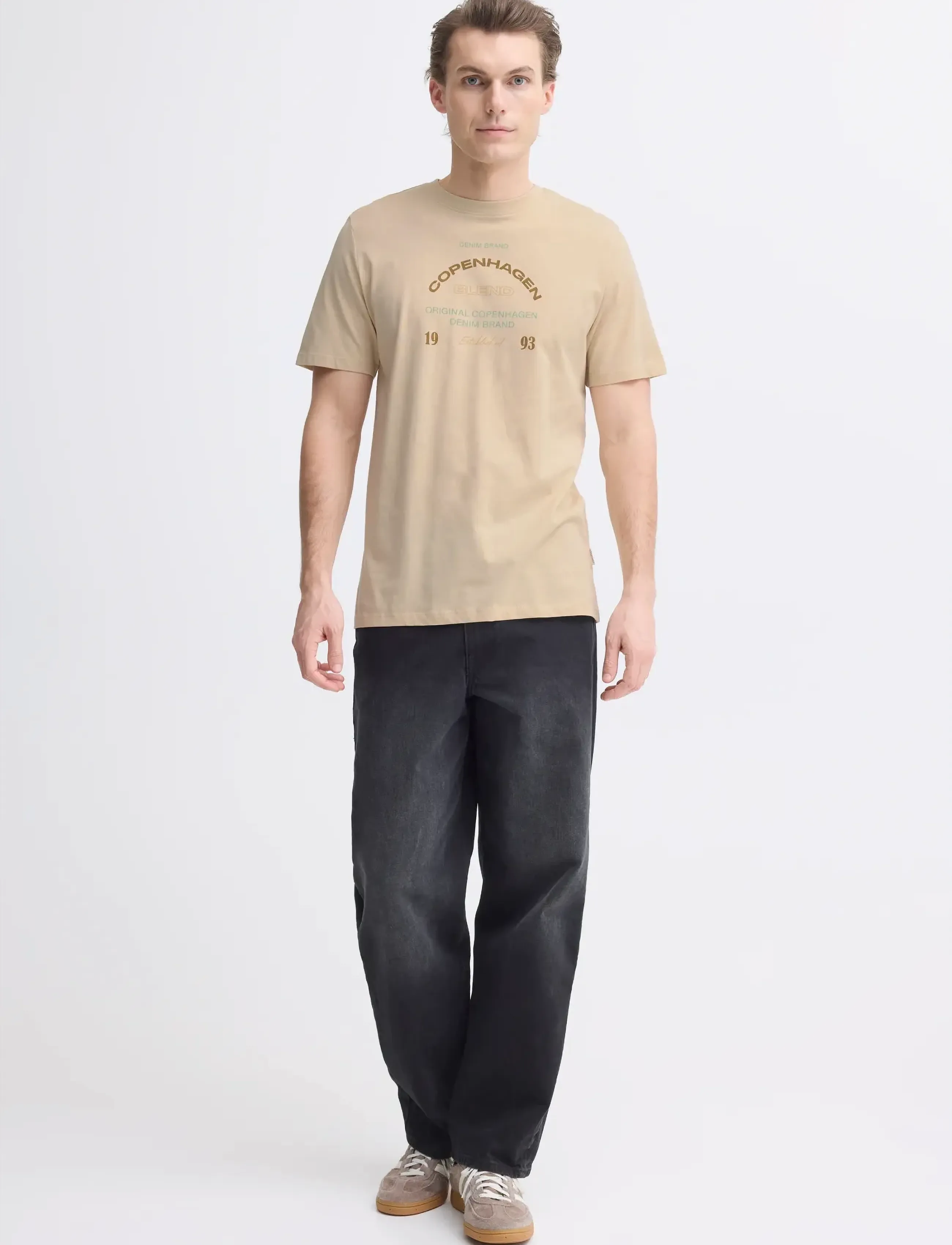 Blend BHKORNELI LOGO S/S TEE - Kortärmade t-shirts - OYSTER GRAY / beige