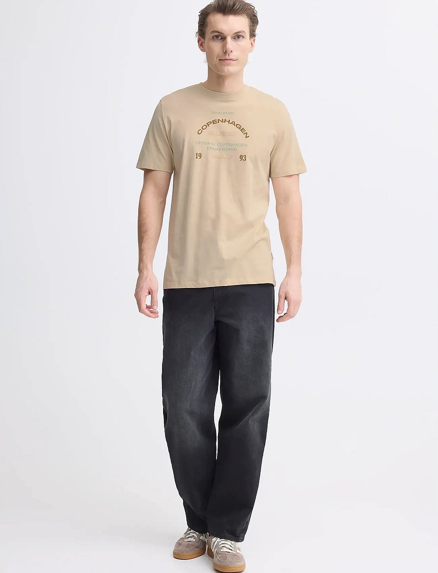 Blend - BHKORNELI LOGO S/S TEE - kurzärmelige t-shirts - oyster gray - 0