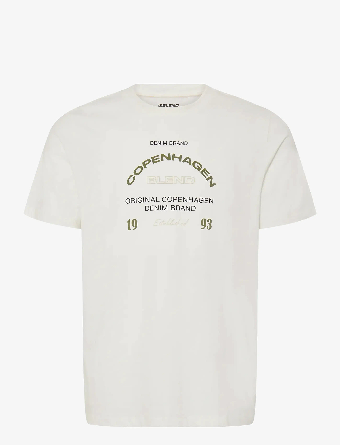 Blend - BHKORNELI LOGO S/S TEE - kortärmade t-shirts - snow white - 1