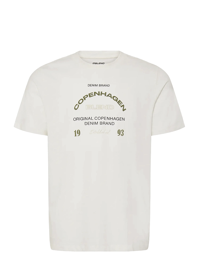 Blend - BHKORNELI LOGO S/S TEE - kortärmade t-shirts - snow white - 1