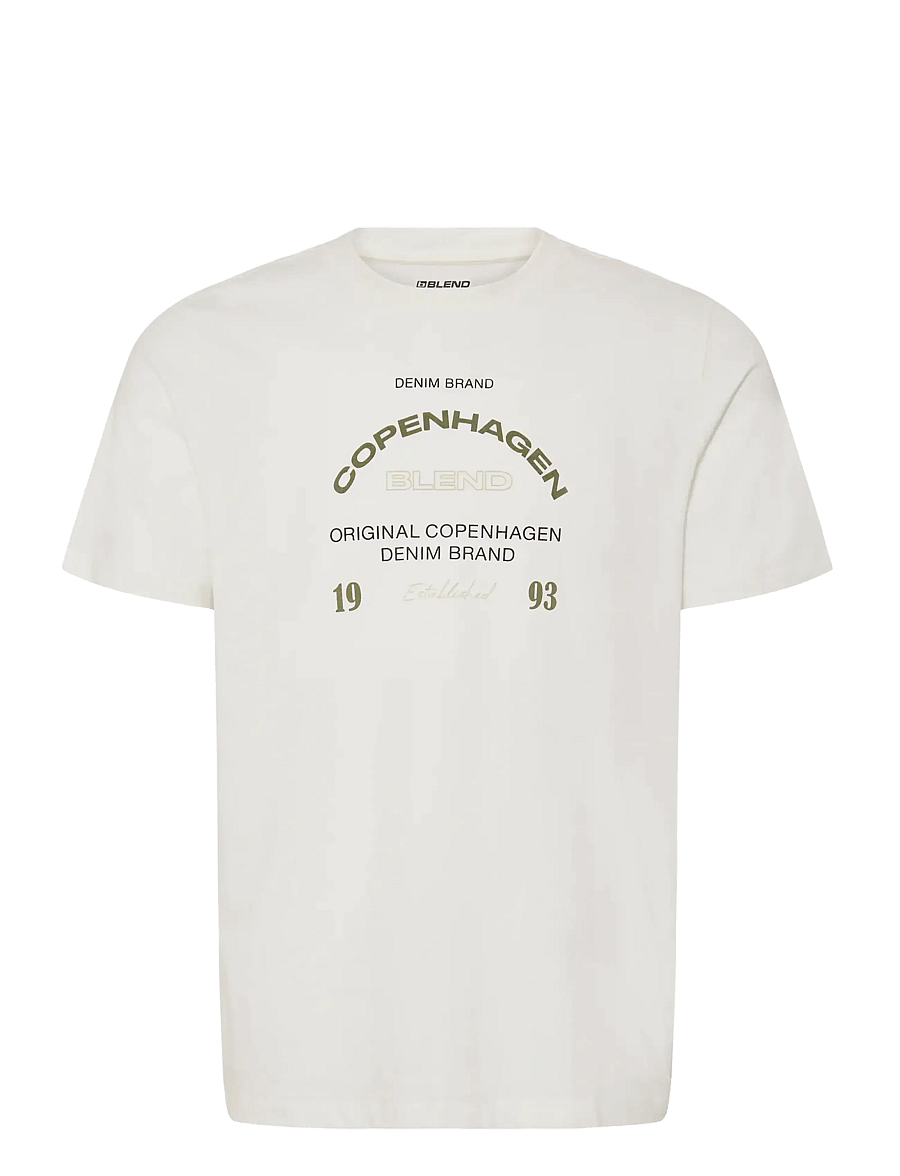 Blend - BHKORNELI LOGO S/S TEE - kurzärmelige t-shirts - snow white - 1