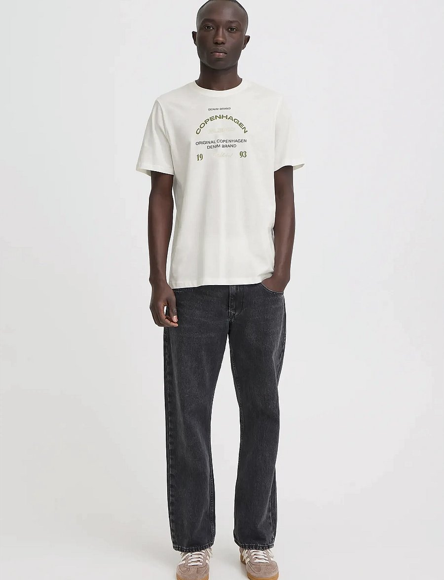 Blend - BHKORNELI LOGO S/S TEE - kurzärmelige t-shirts - snow white - 0