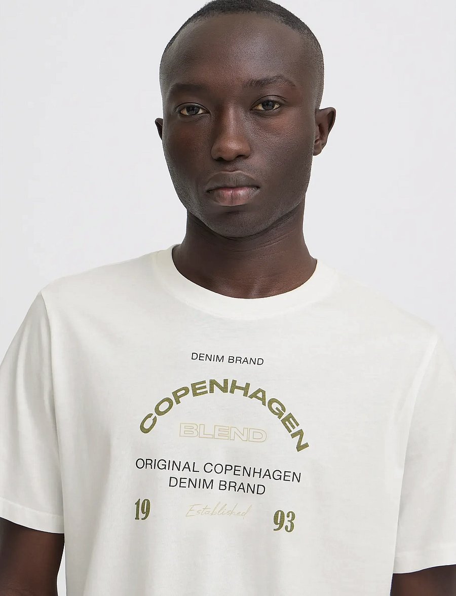 Blend - BHKORNELI LOGO S/S TEE - kurzärmelige t-shirts - snow white - 4